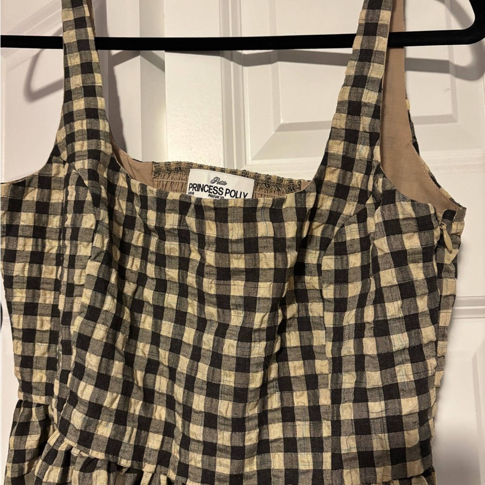 Princess Polly Black and Cream Gingham Maxi Dress